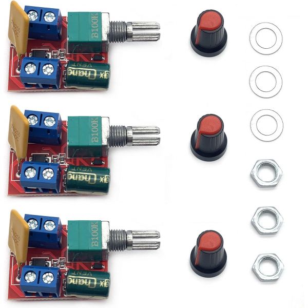 dc모터속도조절기 콘트롤러 모듈 스위치 3Pcs DC 모터 PWM 속도 조절기 3V 6V 12V 24V 35V 조절 미니 LED 디머 5A 최대 90W : 양평쇼퍼
