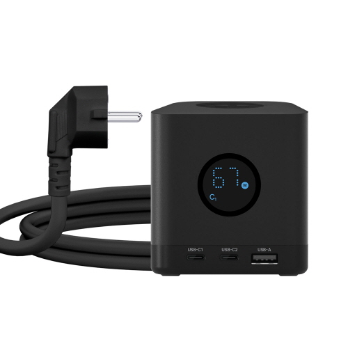 에디토 미니 큐브 멀티탭 GAN 스마트 LCD 타워형 고용량 4000W PD 67W 2m - 상세 이미지 5