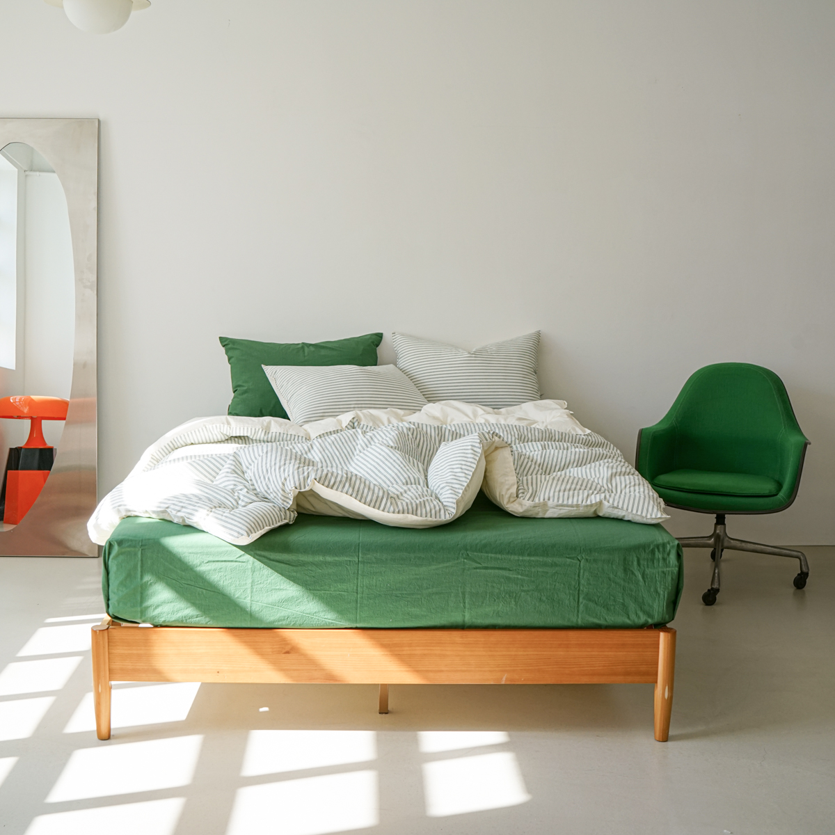 80수 순면 스트라이프 차렵이불 사계절 딥그린, Q(퀸)