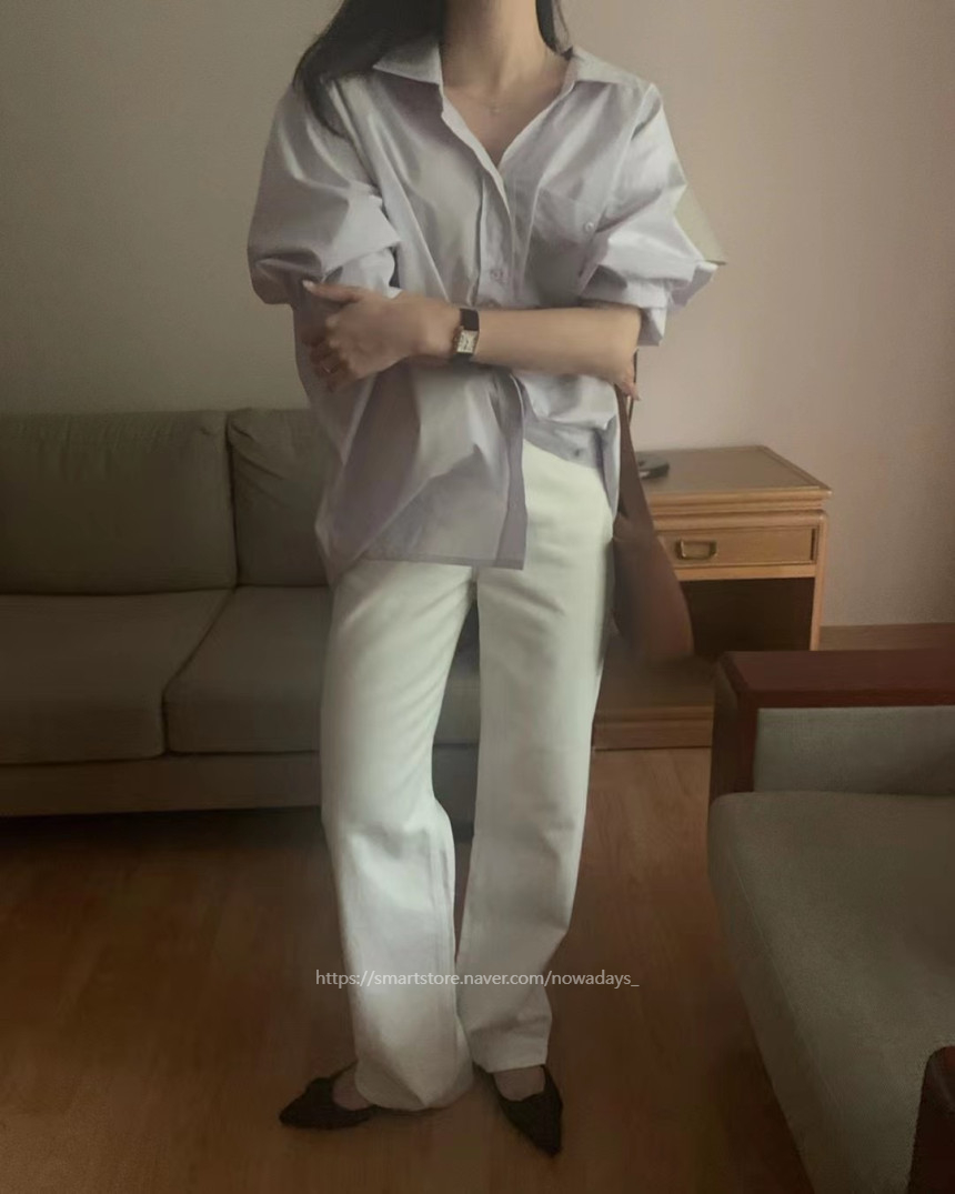 프리러브 콜리 화이트 진 코튼 데님 팬츠 일자 데일리 바지 상세 이미지 6