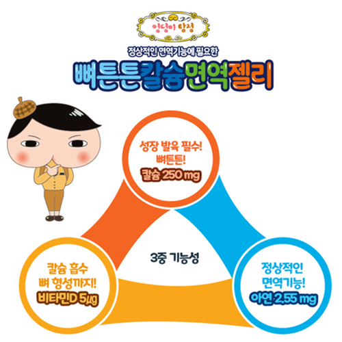 일양약품 어린이 뼈튼튼 칼슘 면역 젤리 20g 28포 1박스 아연 비타민D 성장 발육 - 상세 이미지 4