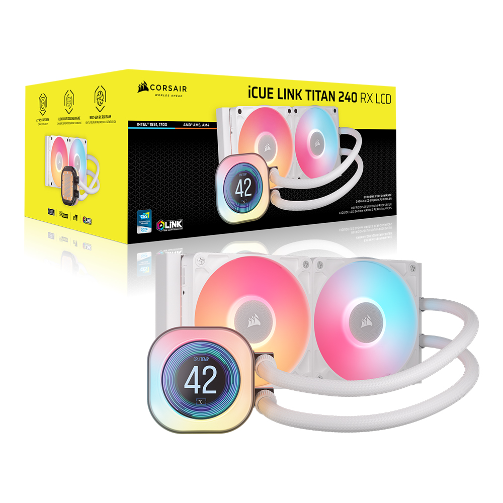 커세어 iCUE LINK TITAN 240 RX LCD 수냉쿨러 화이트