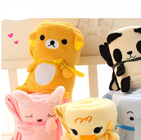 극세사 무릎 담요 동물 캐릭터 학생 사무실 차량용 미니 강아지 담요 파우치 미포함 - 상품 이미지
