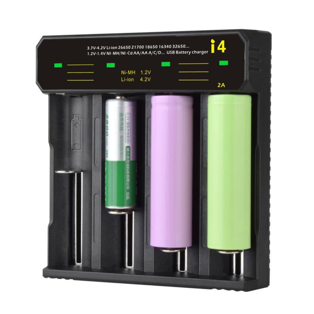 4구 리튬이온 배터리 고속 충전기 18650 26650 14500 전자담배 충전식 건전지