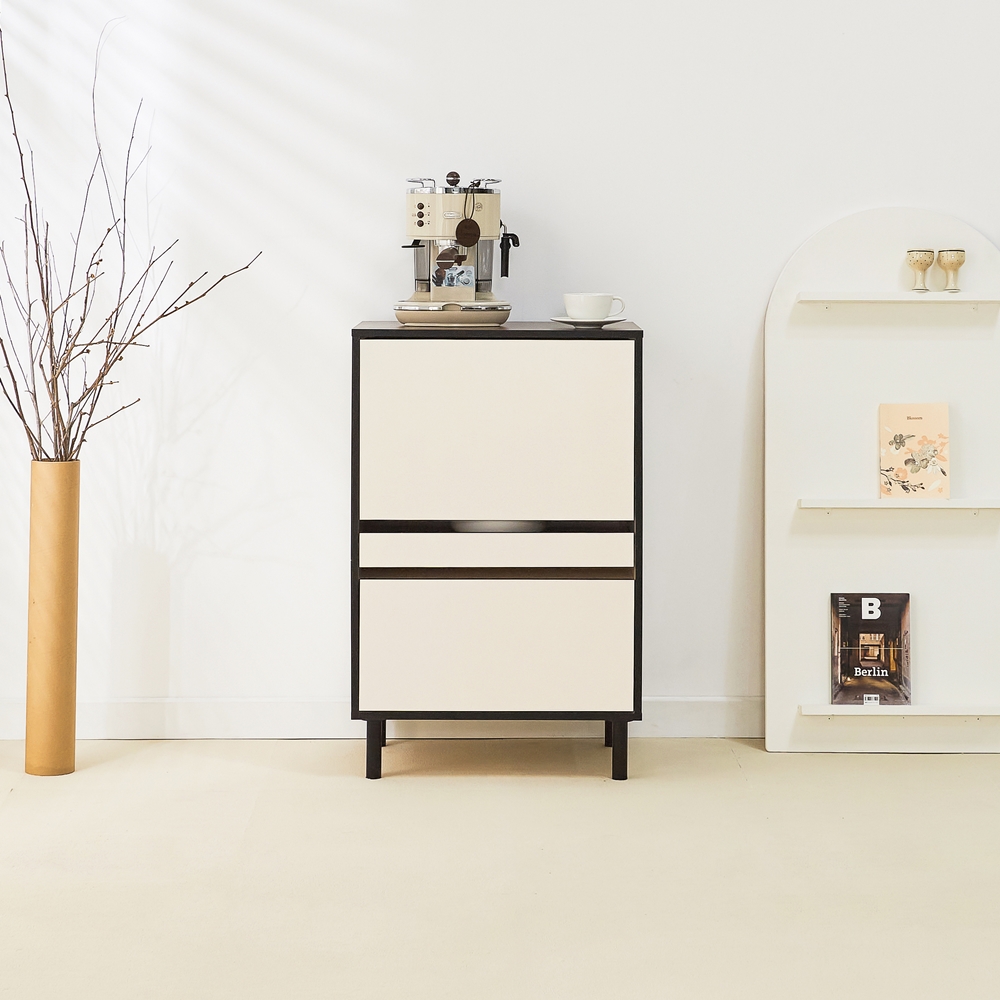 에그미 밥솥장 밥솥레일 슬라이딩 에어프라이어 밥통 선반 600x400x935mm, 2단, 화이트