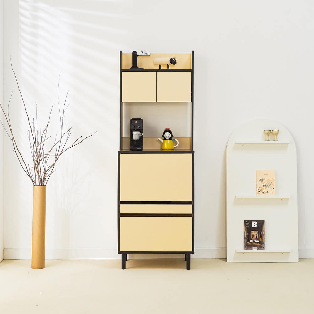 에그미 홈카페장 홈바 장 냉장고장 주방 키큰장 선반장 보조 600x400x1735mm, 5단, 버터옐로우