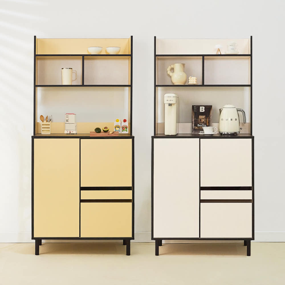 에그미 홈카페장 팬트리장 냉장고장 주방키큰장 홈바장 800x400x1735mm, 5단, 버터옐로우