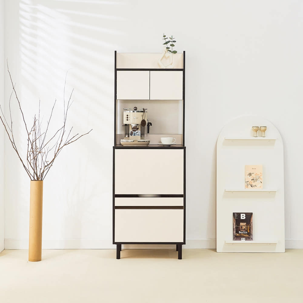 에그미 홈카페장 홈바 장 냉장고장 주방 키큰장 선반장 보조 600x400x1735mm, 5단, 크림화이트