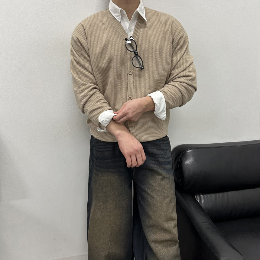 [M~5XL] 빅사이즈 2타입 라운드 브이넥 골지 가디건 6컬러 하객룩 트위드 자켓 상세 이미지 30