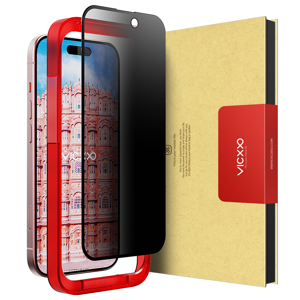 빅쏘 4D 사생활보호필름 강화유리 아이폰15, 1매입