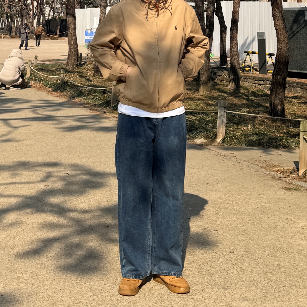 남자 와이드 청바지 투턱 연청 진청 흑청 데님 팬츠 - 상세 이미지 3