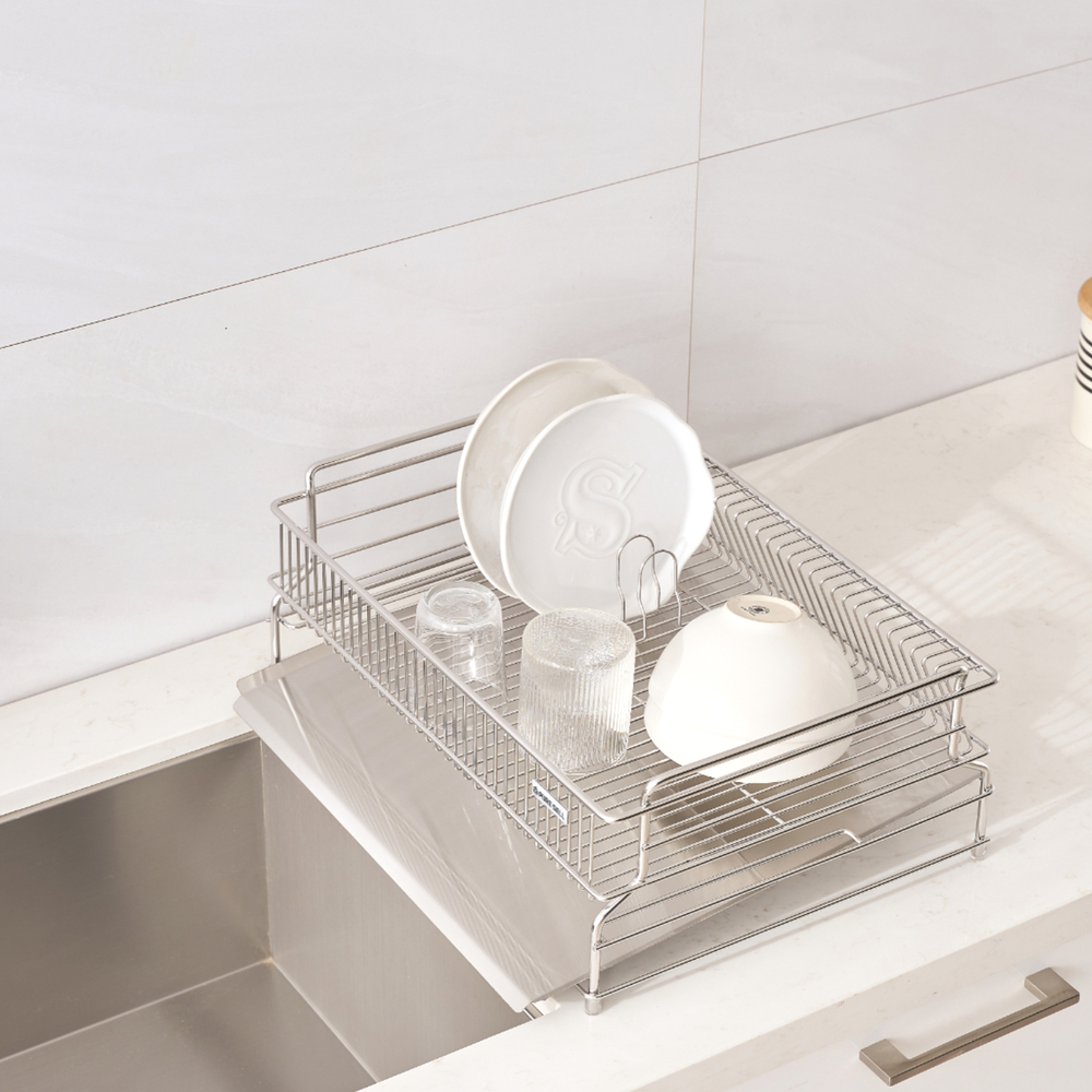 퓨어셀 물빠짐 올스텐 식기 건조대 주방 싱크대 그릇 설거지 1단 쟁반형 이미지 4