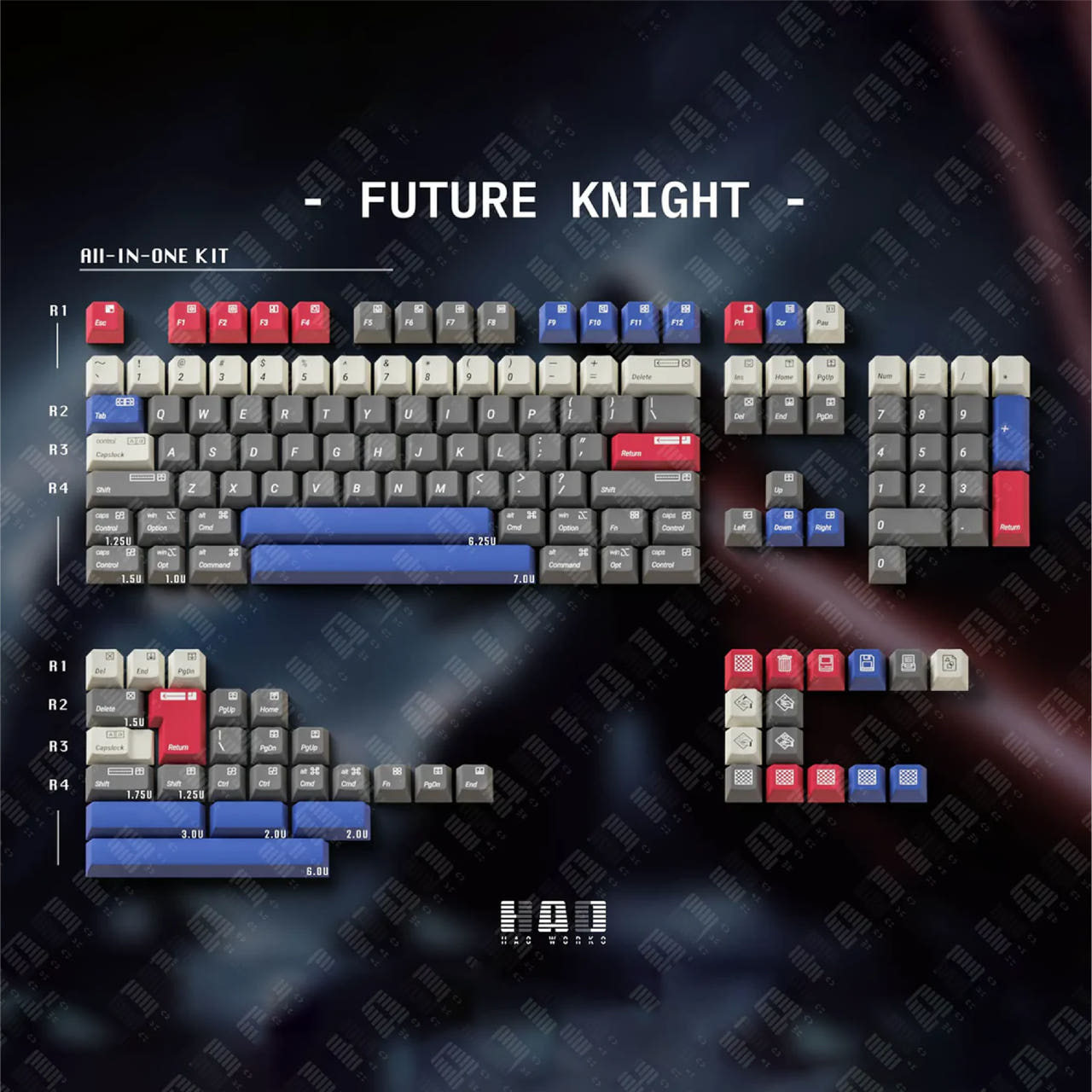 KEYREATIVE Future Knights ABS UV 인쇄 키캡 - 메인 이미지