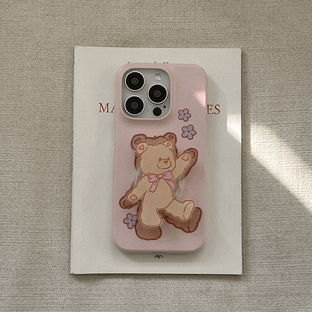 bear embroidery 아이폰 16pro 케이스 하드 - 상세 이미지 3