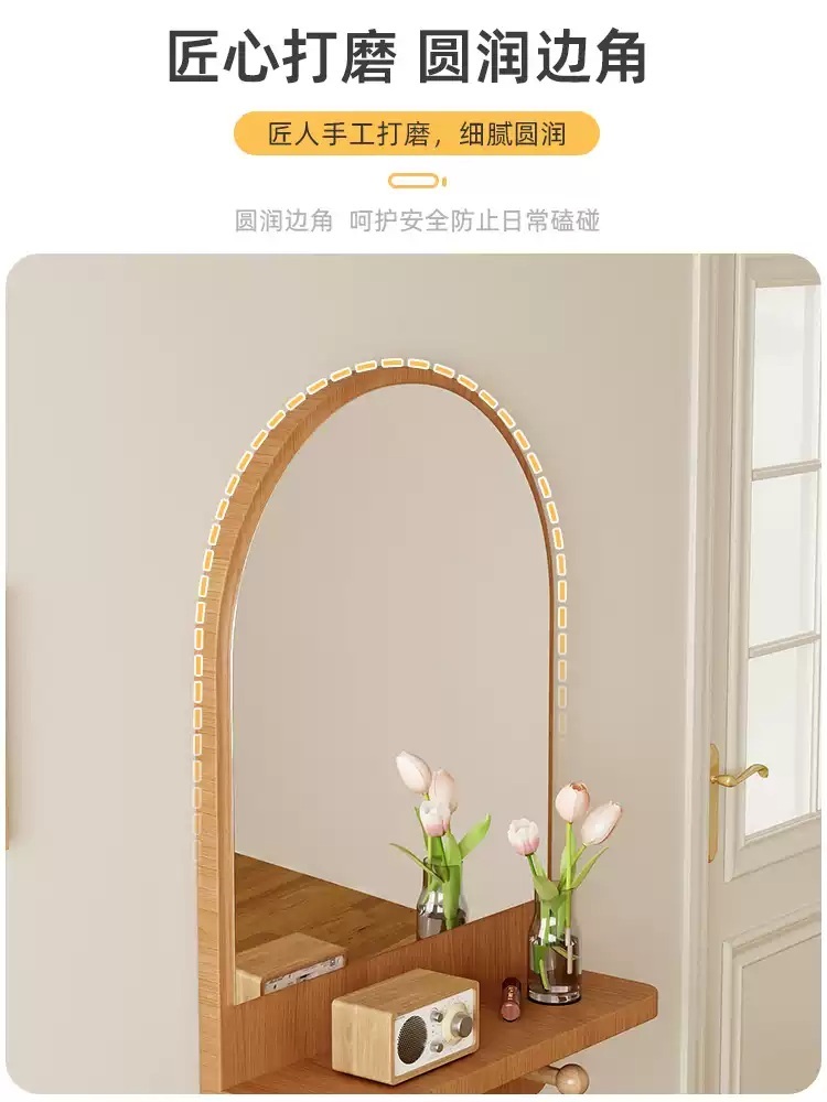 벽선반화장대 거울 벽거울 현관 선반 아치형 빈티지 진열대 벽걸이 - 상세 이미지 2