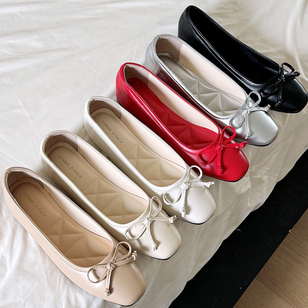 리본 빅사이즈 발편한 쿠션 플랫 단화 임산부 신발