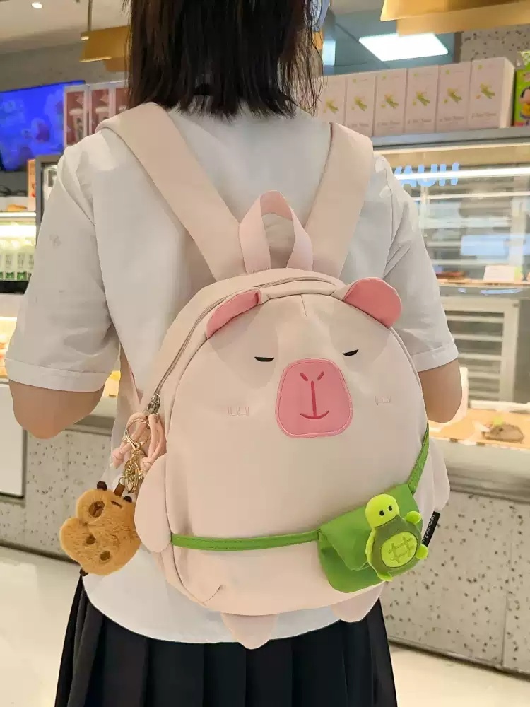 카피바라 가방 배낭 귀여운 백팩 대용량 숄더백 선물 책가방 동물 - 상세 이미지 4