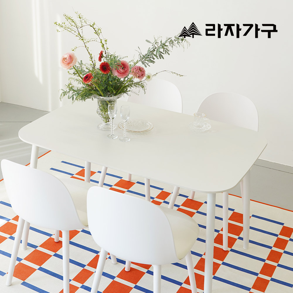 라자가구 에이프릴 세라믹 타원형 4인 테이블 1200 식탁세트(의자4개포함) 거실 4인용 식탁