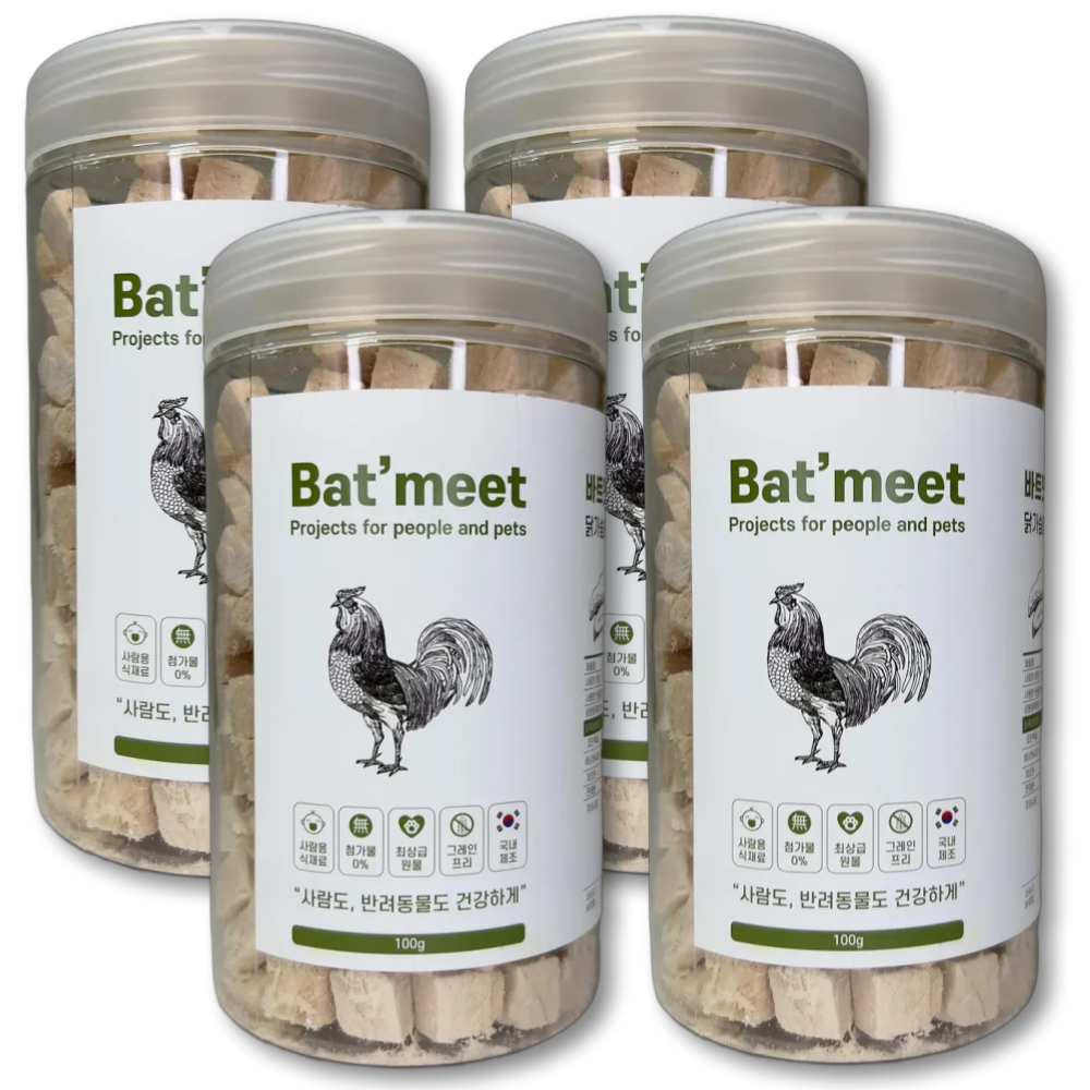 바트밋 고양이 트릿 치킨 닭 동결건조 간식 닭가슴살, 100g, 4개 - 상품 이미지