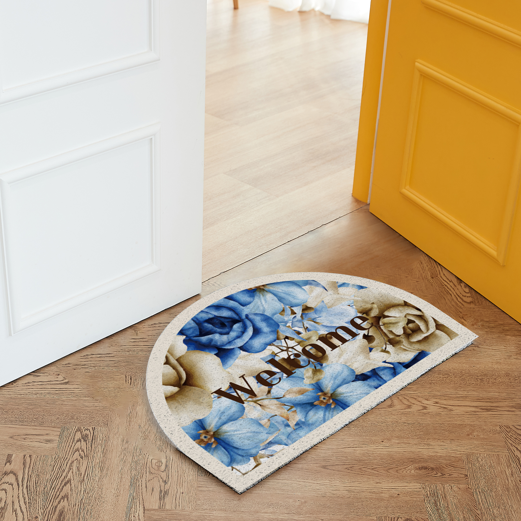 코메샵 웰컴 매트 FM01-1 꽃피어나 빨강 현관 코일매트 120x90cm - 상세 이미지 3