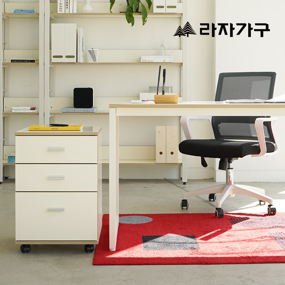 라자가구 플레인 트롤리 책상보조 이동식 3단 서랍 서재 학생 사무실 서랍장 - 상세 이미지 2