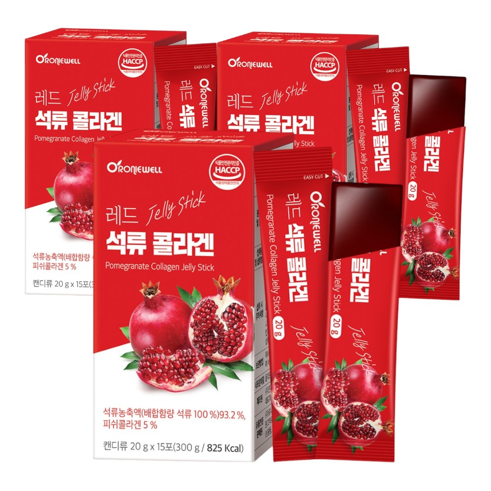 레드 석류 콜라겐 3박스 젤리스틱 달톤 피쉬콜라겐 초저분자 어류 펩타이드 - 상품 이미지