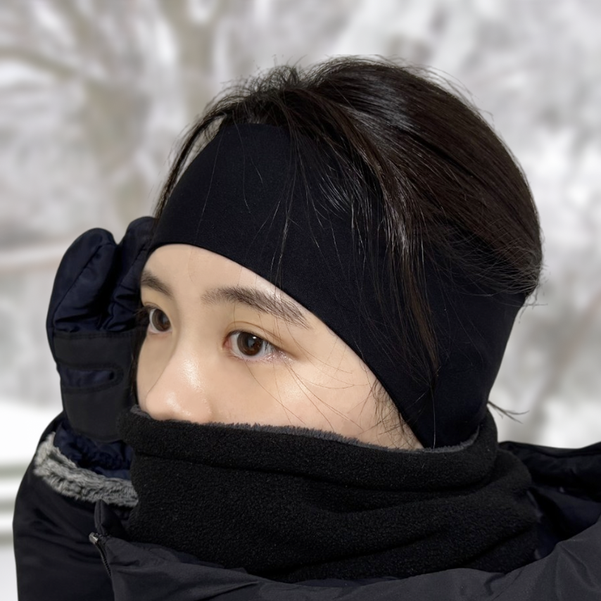 기모 이어워머 방한 헤어밴드 러닝 등산 스키 스포츠 귀마개 방한용품 겨울모자 블랙 대표 이미지