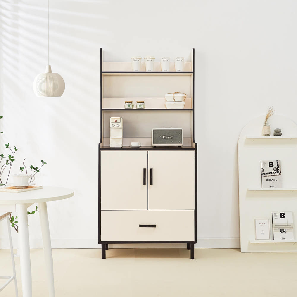 에그미 홈카페수납장 냉장고장 홈바장 팬트리장 냉장고옆 키큰장 800x400x1755mm, 6단, 크림화이트