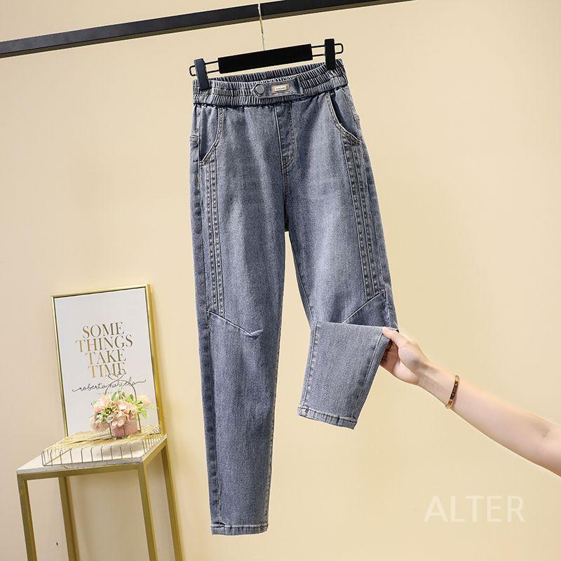 빅사이즈 고무줄 데님 청바지 기모 바지 라지 팬츠 일자 데님 XL (50-60kg) - 상세 이미지 2