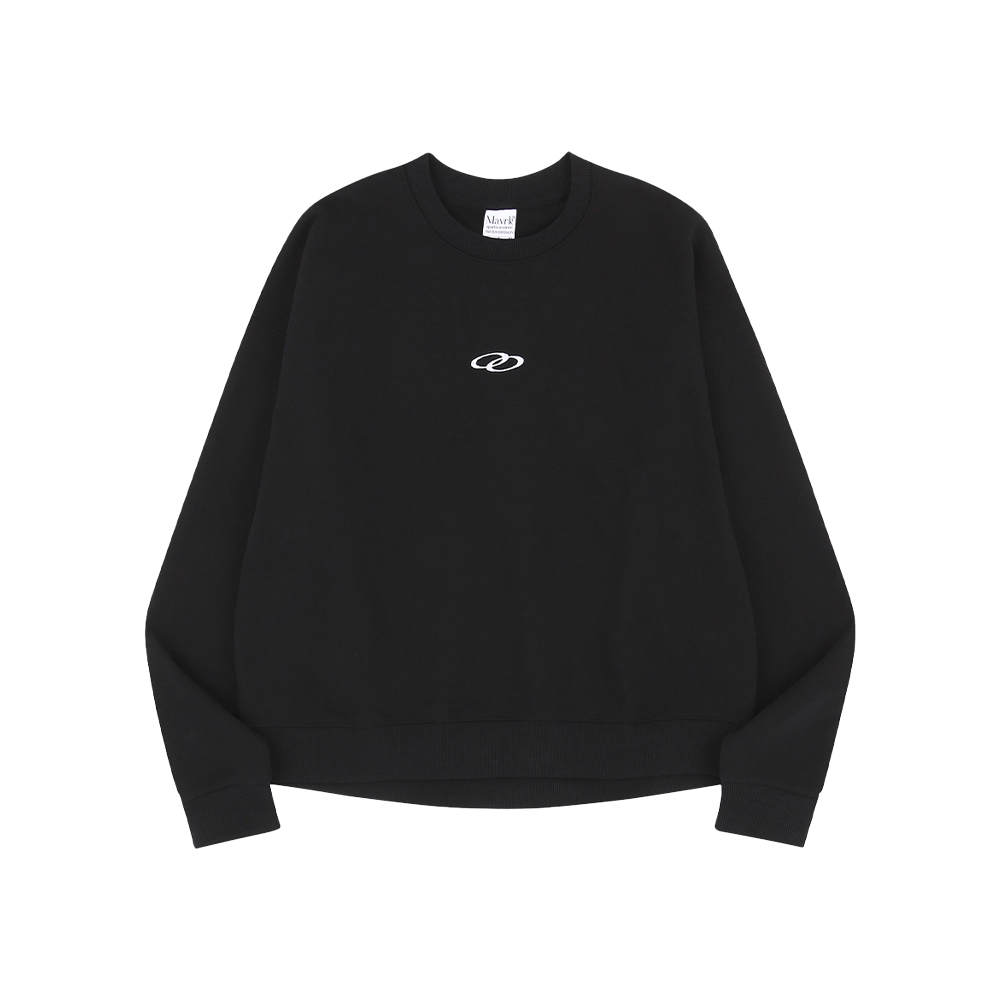 MAVRK(매버릭),더블 루프 로고 슬릭 맨투맨 티셔츠 블랙 - 상품 이미지