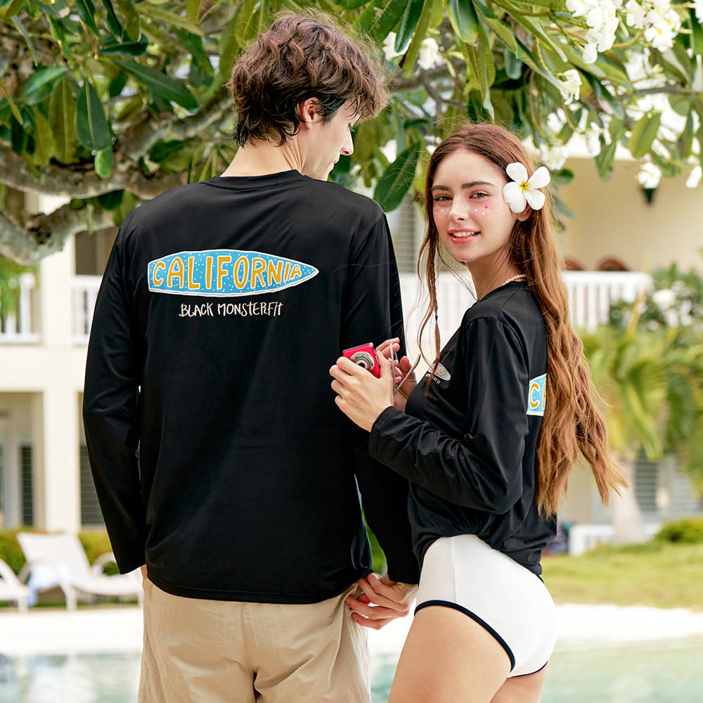 블랙몬스터핏 무지 래쉬가드 반팔 루즈핏 수영복 상품 이미지