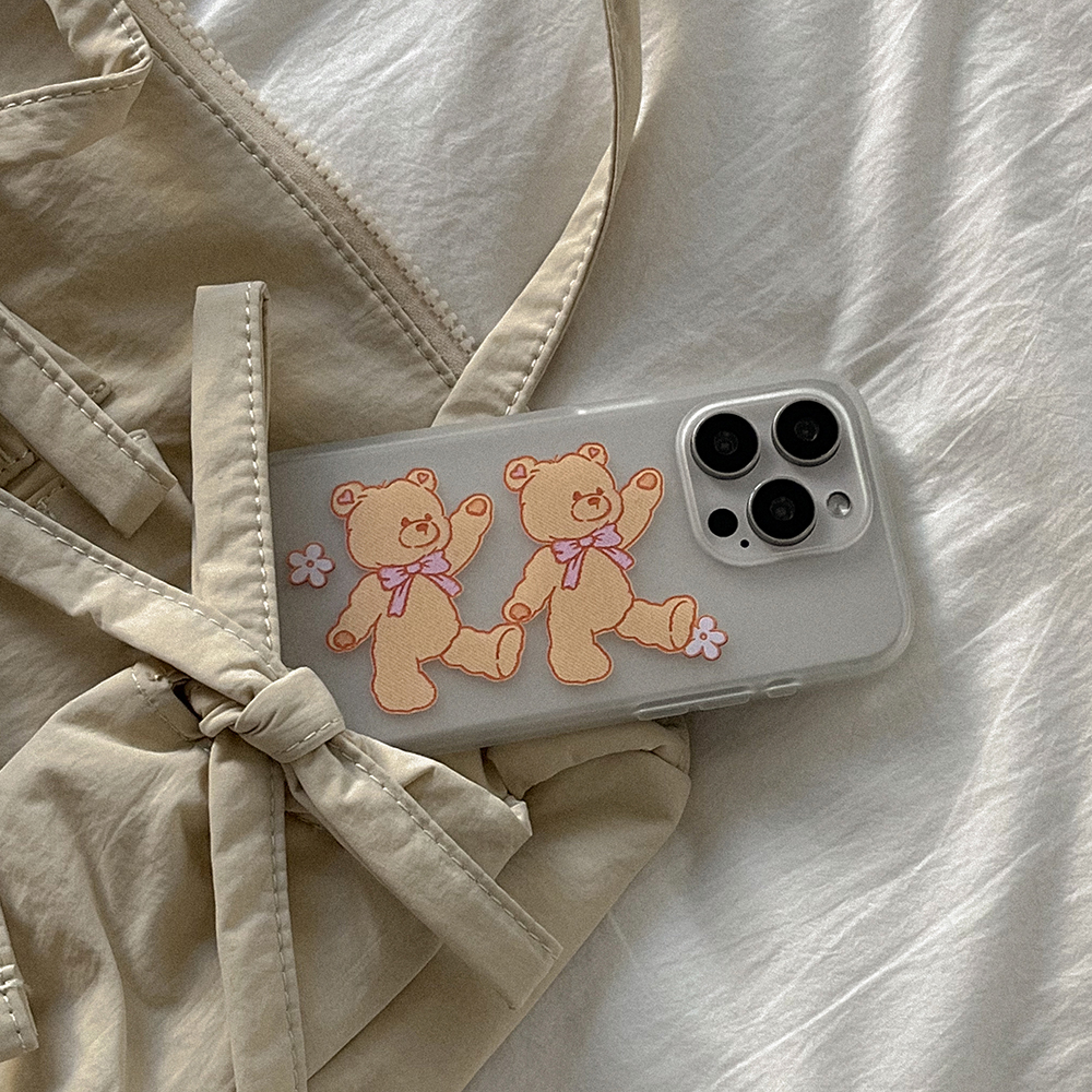 bear embroidery 아이폰 16 pro 케이스 클리어 반투명 젤리 - 상세 이미지 2