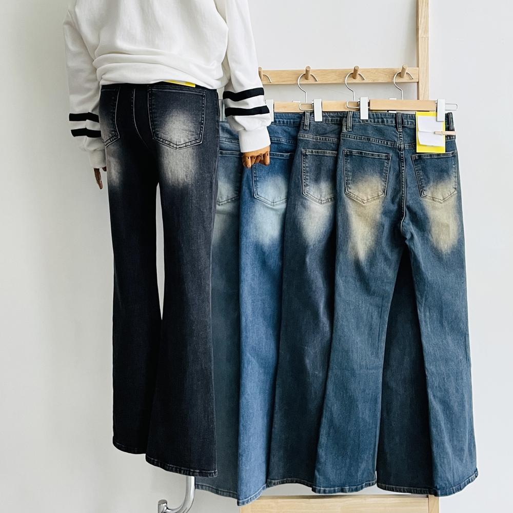 부츠컷청바지 여자청바지 밴딩 하이웨스트 빅사이즈 데님 팬츠 3기장 - 상세 이미지 5