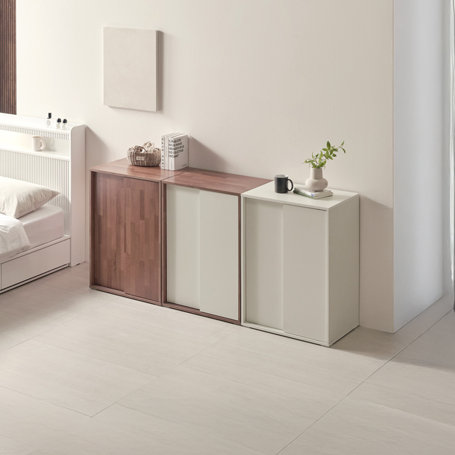 슬라이딩 거실장 TV 수납장 사이드보드장 높은 거실장 600