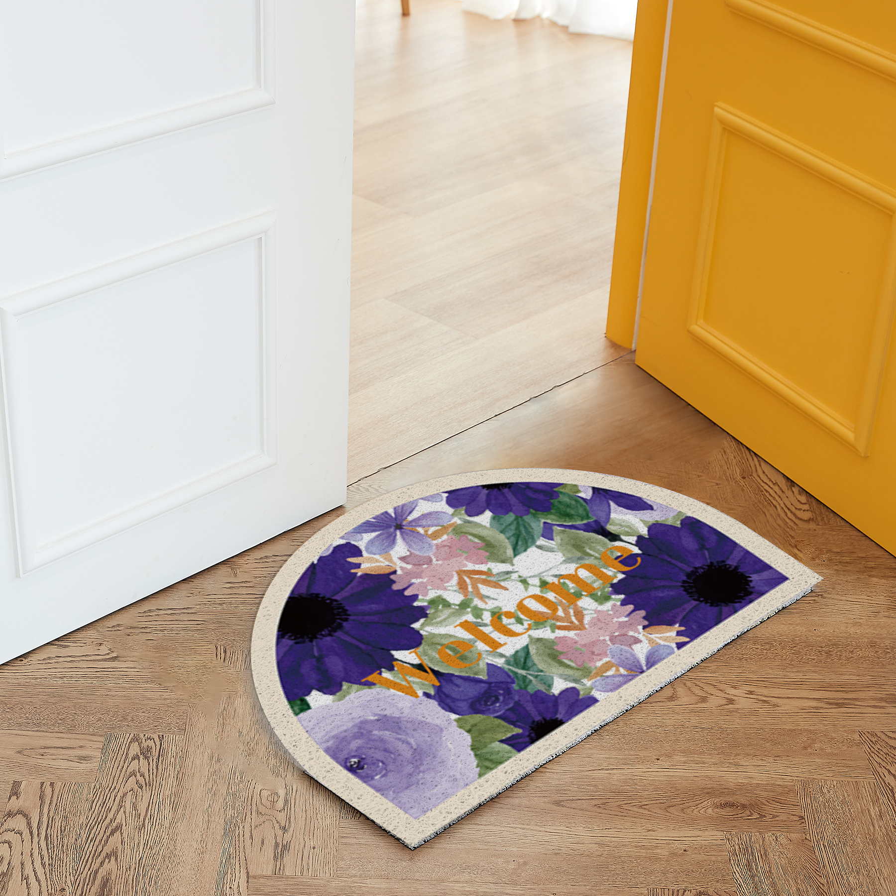 코메샵 웰컴 매트 FM01-1 꽃피어나 빨강 현관 코일매트 120x90cm - 상세 이미지 4