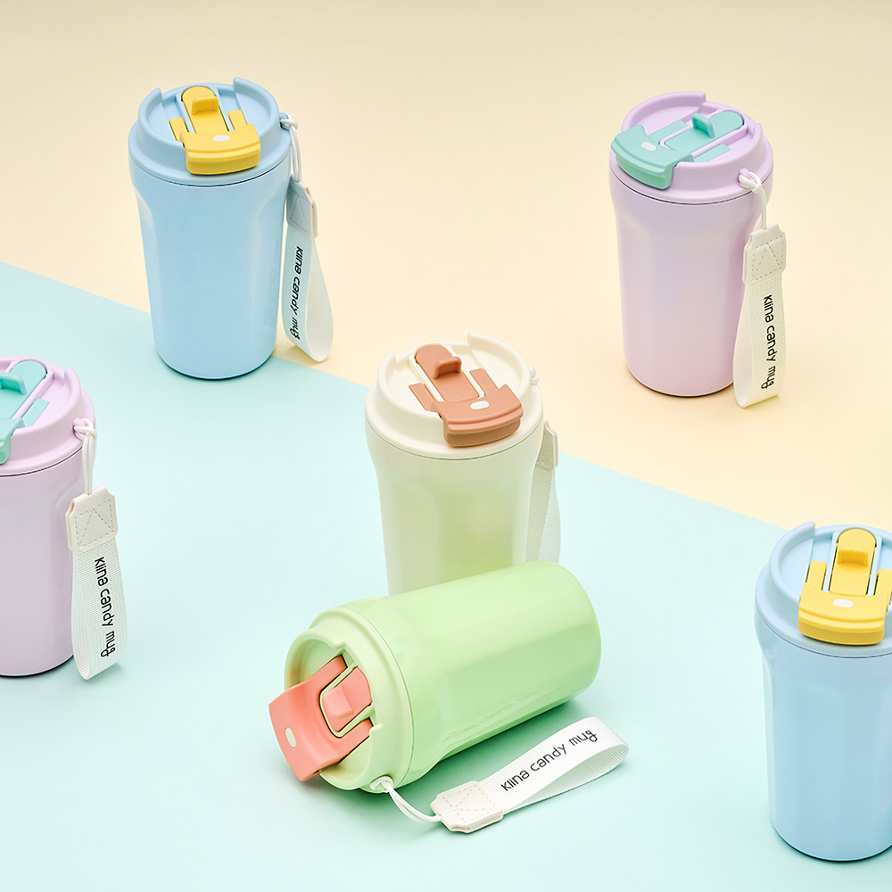 클리나 빨대 텀블러 보온보냉 스텐 텀블러 380ml, 퍼플민트 - 상세 이미지 3