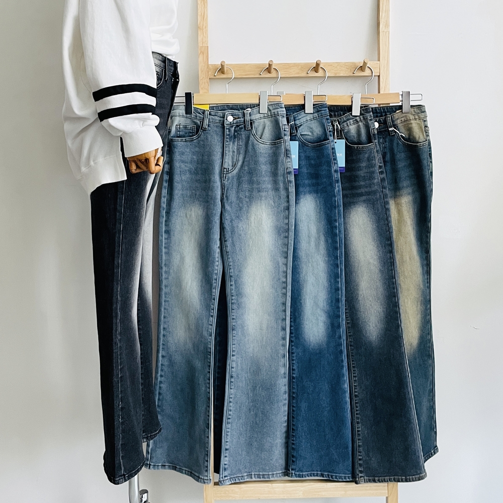 부츠컷청바지 여자청바지 밴딩 하이웨스트 빅사이즈 데님 팬츠 3기장 - 상세 이미지 4