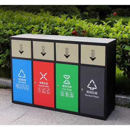 야외 분리수거함 분리수거대 재활용 관광지 공원 휴게소 대형 쓰레기통 1. 푸시커버 4분류(201스텐)