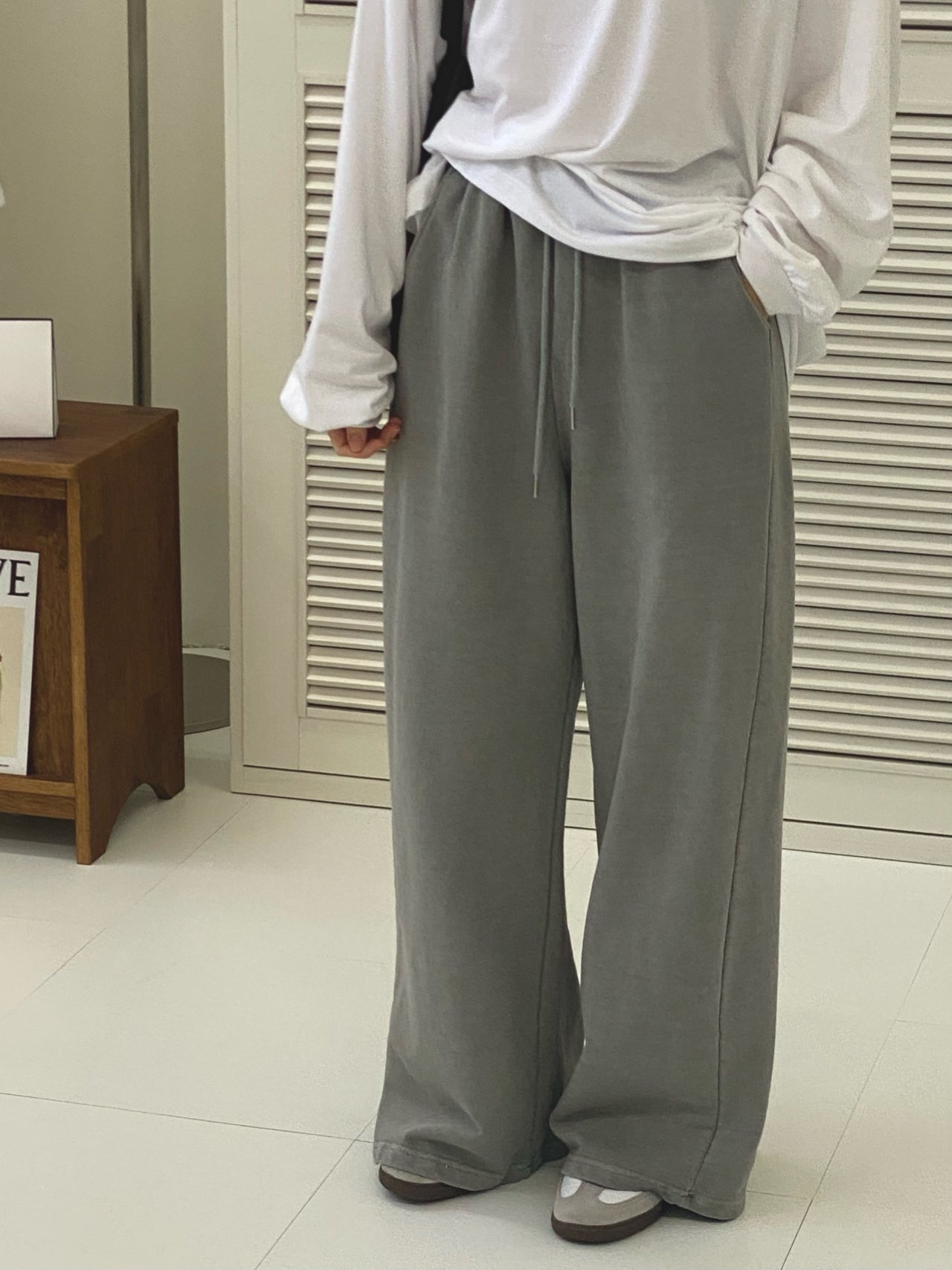 피그먼트 일자 바지 간절기 봄 워싱 밴딩 팬츠 상세 이미지 12