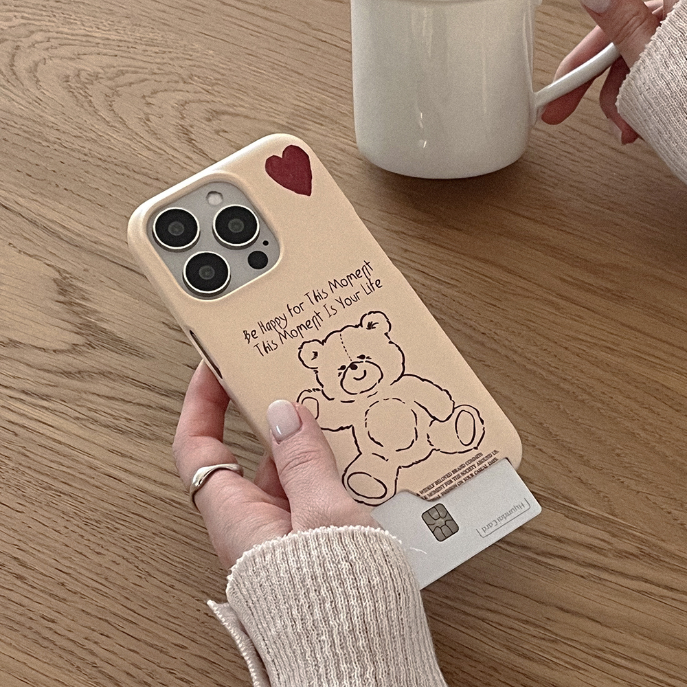 fluffy strawberry bear 아이폰 16pro 카드수납 하드 케이스 - 상세 이미지 3