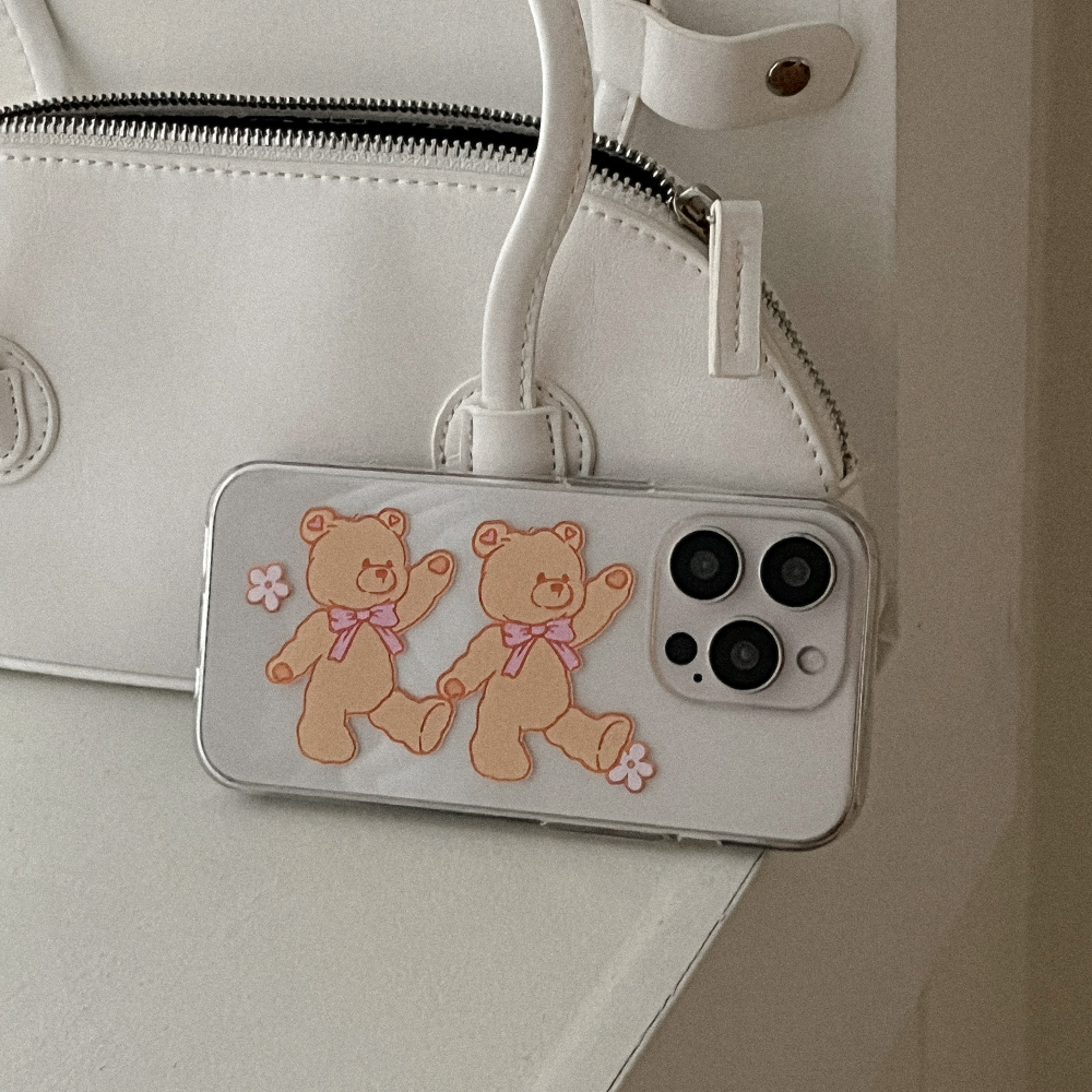 bear embroidery 아이폰 16pro 케이스 클리어 투명 젤리 - 상세 이미지 4