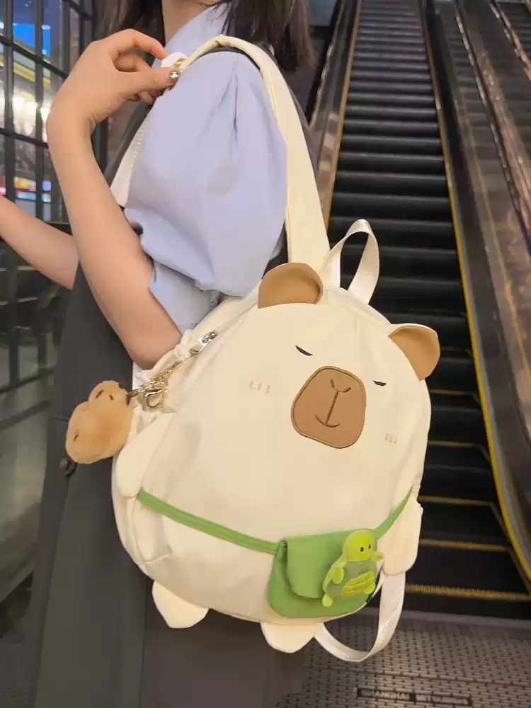 카피바라 가방 배낭 귀여운 백팩 대용량 숄더백 선물 책가방 동물 - 상세 이미지 3