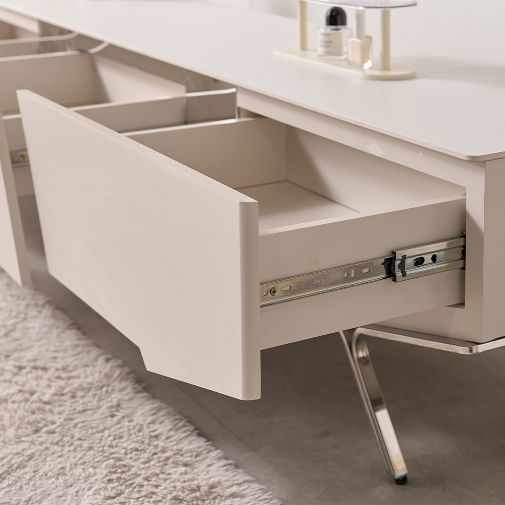 밀크 세라믹 거실장 낮은 85인치 티비다이 TV선반 캄비오 2000mm, 화이트