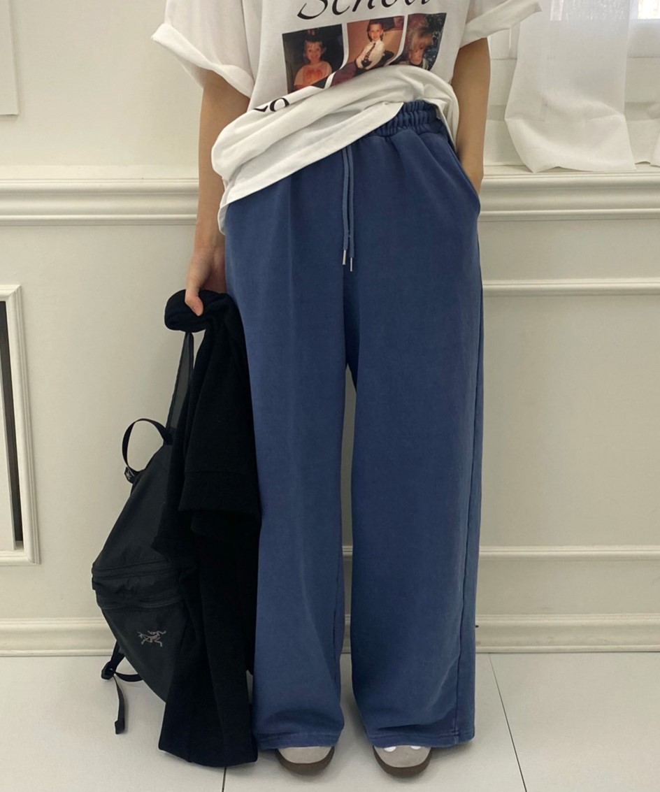 피그먼트 일자 바지 간절기 봄 워싱 밴딩 팬츠 상세 이미지 2