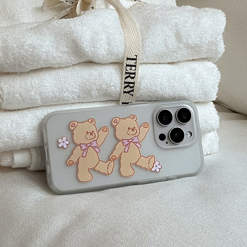 bear embroidery 아이폰 16 pro 케이스 클리어 반투명 젤리 - 상세 이미지 3