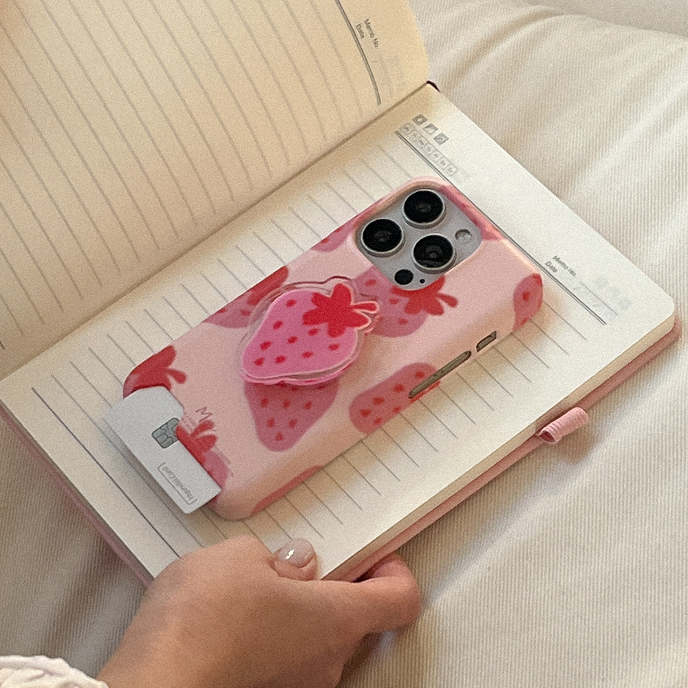 strawberry delight pattern 아이폰 16pro 카드수납 하드 케이스