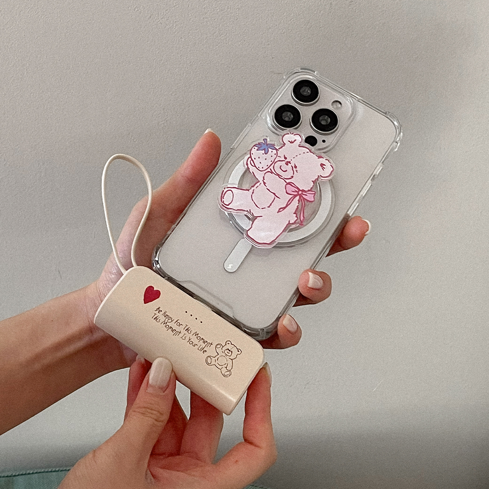 fluffy strawberry bear 디자인 [도킹형 보조배터리]