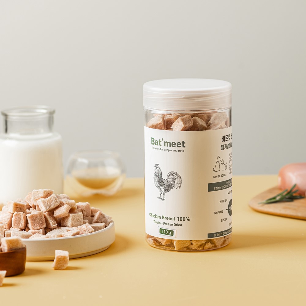 바트밋 고양이 트릿 치킨 닭 동결건조 간식 닭가슴살, 100g, 4개 - 상세 이미지 3