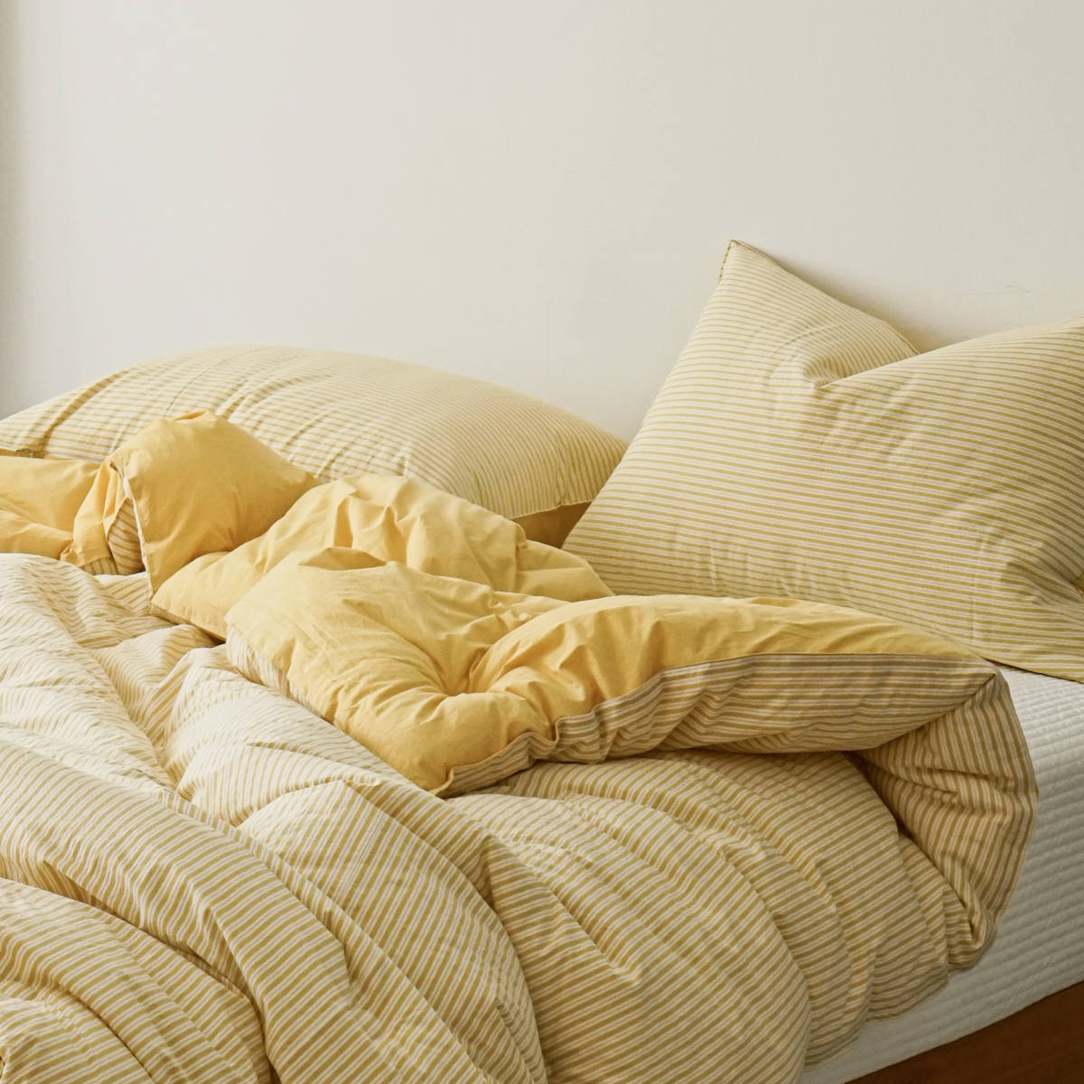 80수 순면 스트라이프 차렵이불 사계절 옐로우, Q(퀸)