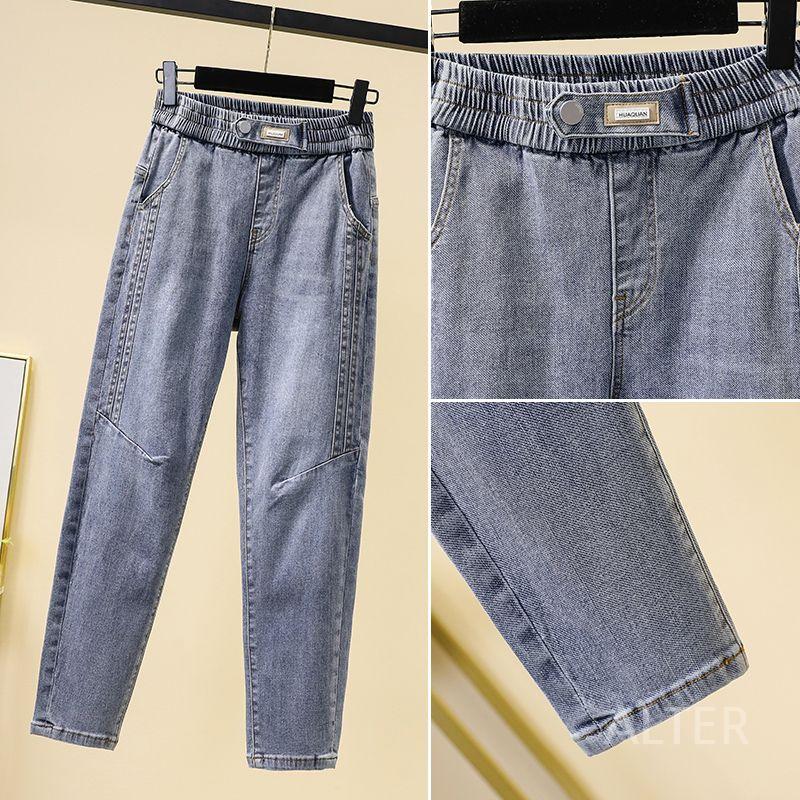 빅사이즈 고무줄 데님 청바지 기모 바지 라지 팬츠 일자 데님 XL (50-60kg) - 상세 이미지 4